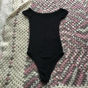 Pull & Bear Ribbed Black Bodysuit